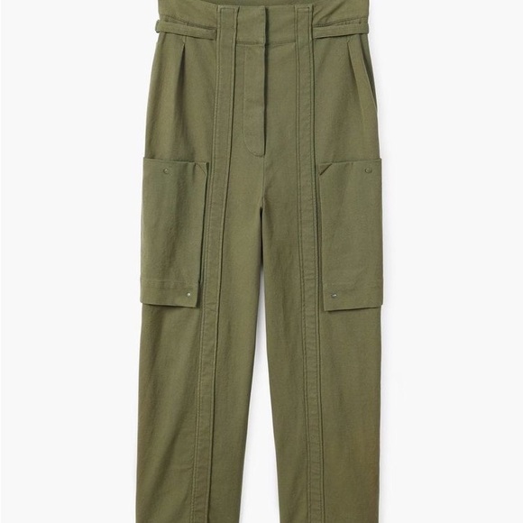 MNG Suit Mango Dark Olive Green Cargo Workwear High Waist Trousers Pants M - Picture 3 of 10